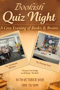 Bookish Quiz Night – Saturday 10th October  – 7pm – 9pm