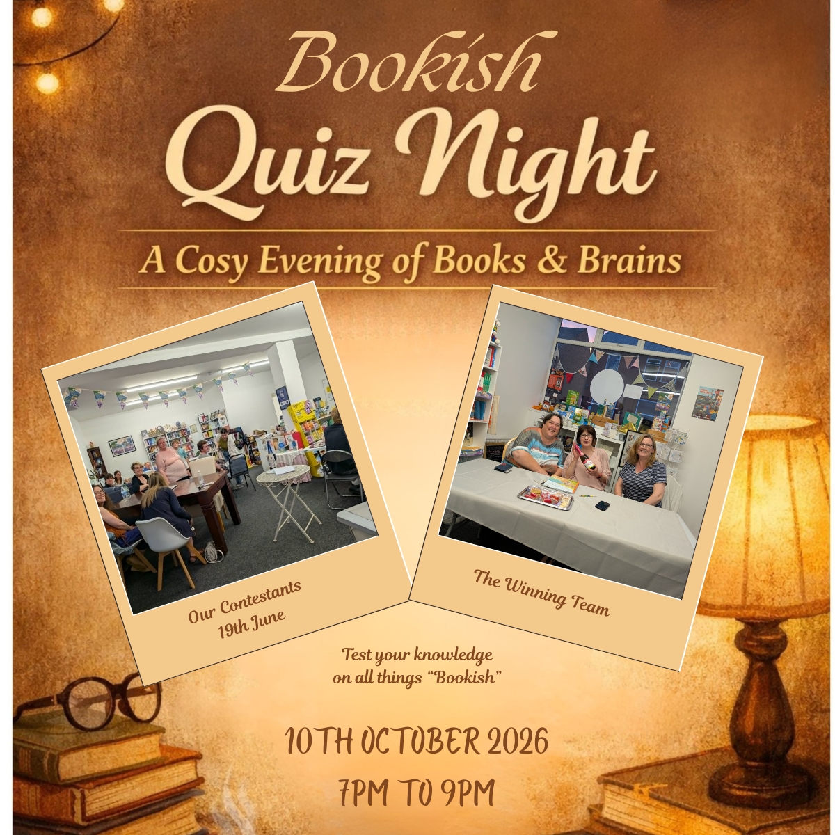 Bookish Quiz Night - Saturday 10th October - 7pm - 9pm